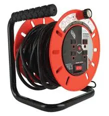 EXTENSION ELECTRICA CARRETE DE 4 TOMAS - 100% COBRE - 20 M