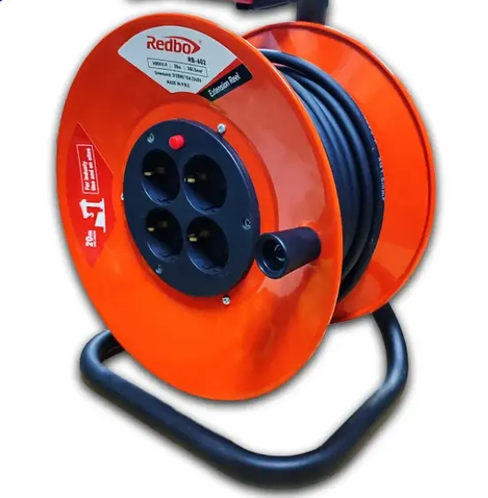 EXTENSION ELECTRICA CARRETE DE 4 TOMAS - 100% COBRE - 10 M