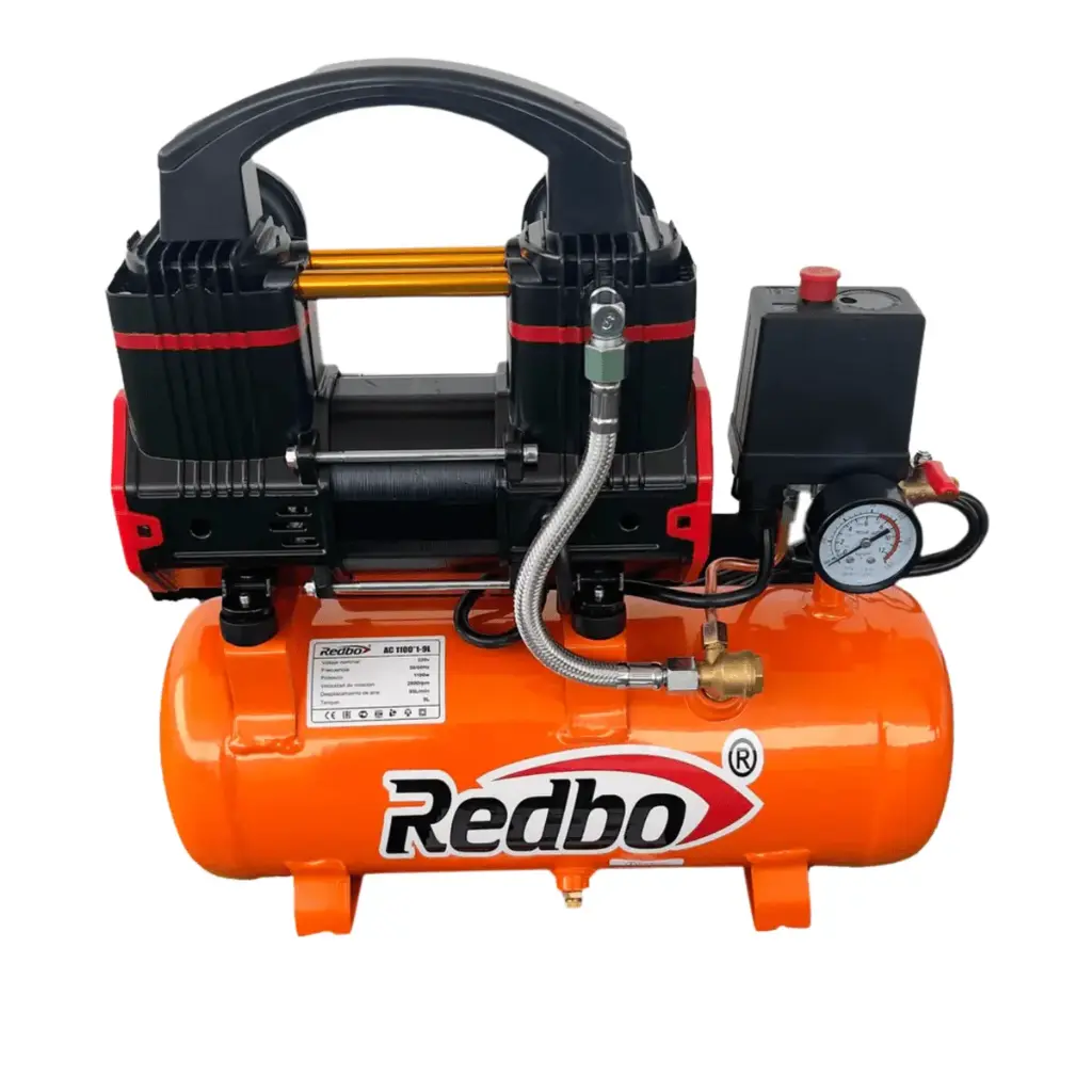 COMPRESORA DE AIRE - SILENCIOSA - 1100W - 9 LITROS - 1 1 /2 HP