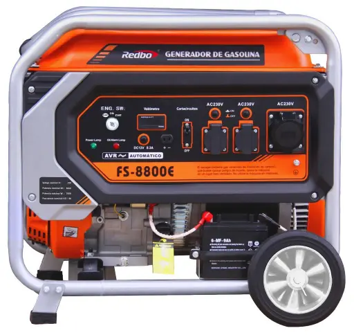 [FS-8800E] GENERADOR MONOFASICO A GASOLINA 4T - 7000 W POTENCIA - C/RUEDAS
