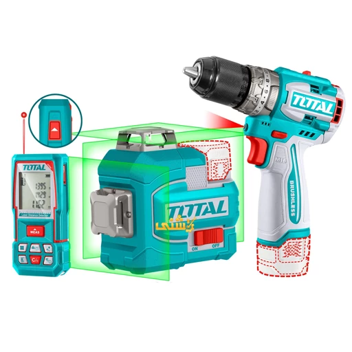 MEGA COMBO TALADRO + NIVEL LÁSER 16V + WINCHA LÁSER