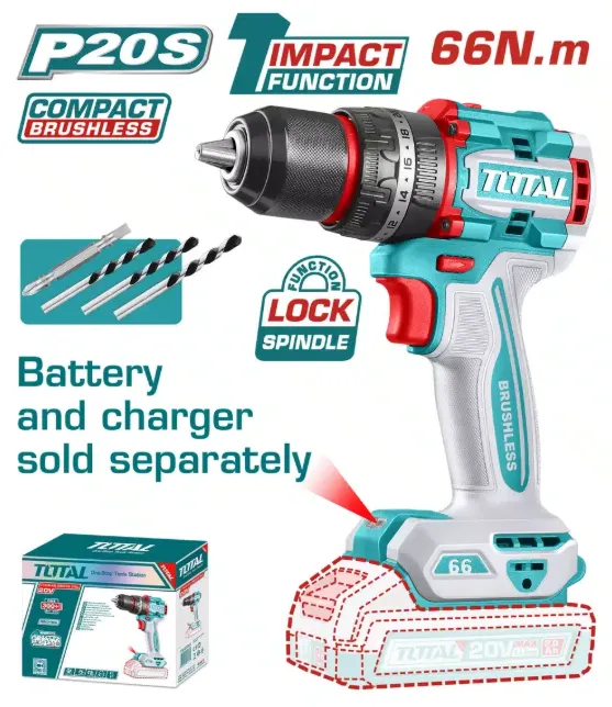 [TDLI206681] ATORNILLADOR BRUSHLESS 66N.M. 20V C/ CHUCK METÁLICO 13MM SOLO CABEZAL