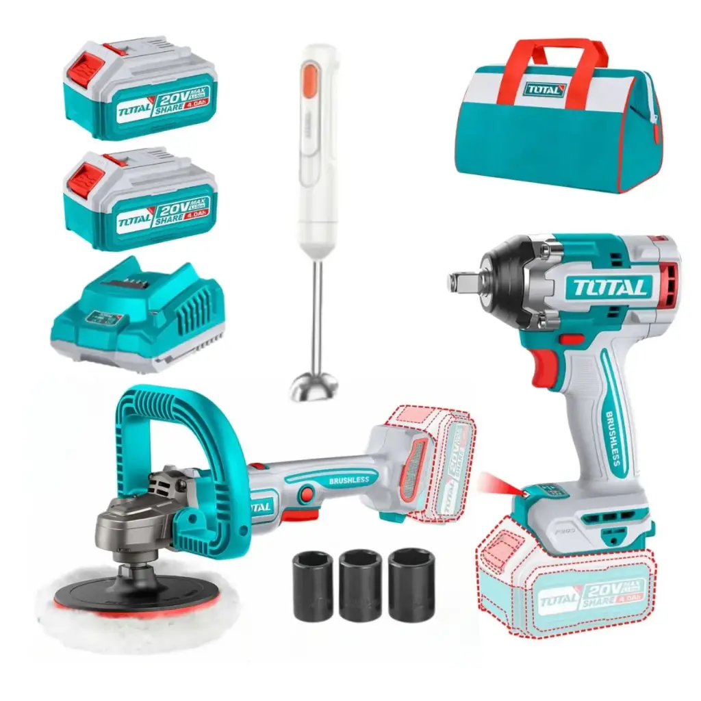[TOSLI240686] MEGA COMBO LLAVE DE IMPACTO 1/2" 500N.M. + PULIDORA 20V