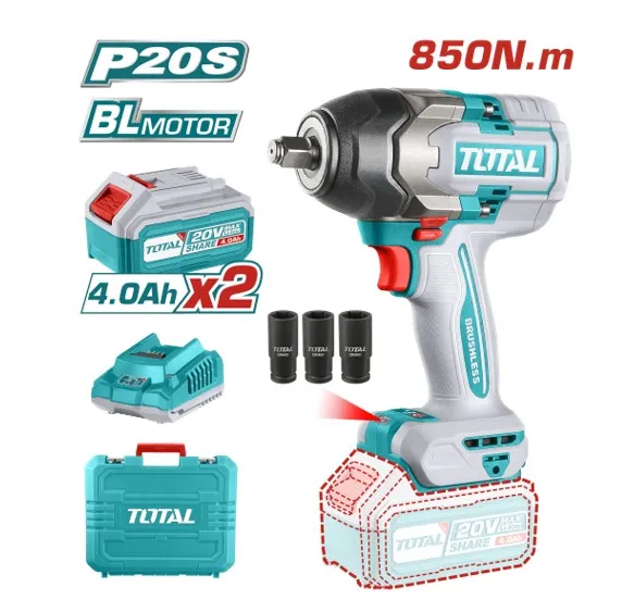 [TIWLI2085] LLAVE DE IMPACTO 1/2 850 20V BRUSHLESS + 2 BATERIAS 4AH + CARGADOR 4AH EN MALETA-TIWLI2085-TOTAL