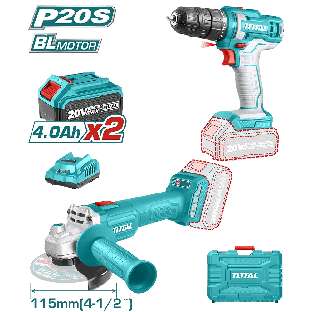 COMBO TALADRO Y AMOLADORA BRUSLESS 20V INDUSTRIAL