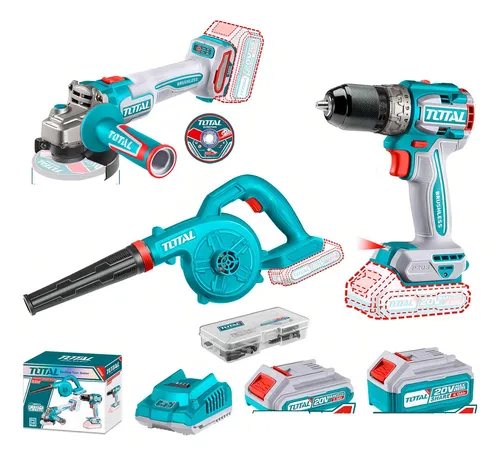 MEGA COMBO ATORNILLADOR + AMOLADORA + SOPLADORA 20V