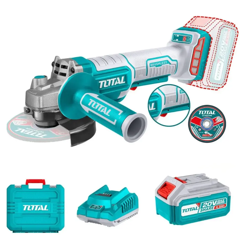 AMOLADORA BRUSHLESS CON 1 BATERÍA Y CARGADOR