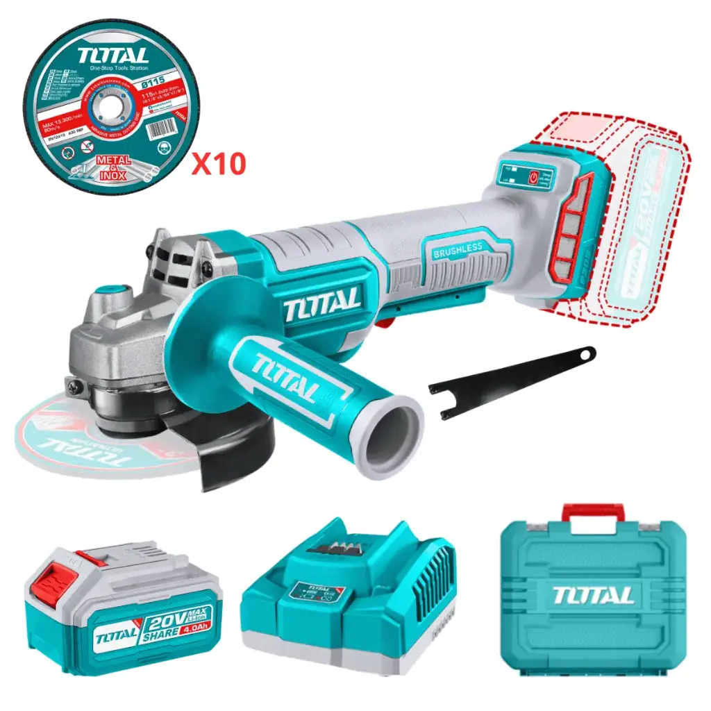 [TAGLI2211531] AMOLADORA 4 1/2" BL 20V PESADA, CON BATERÍA Y CARGADOR