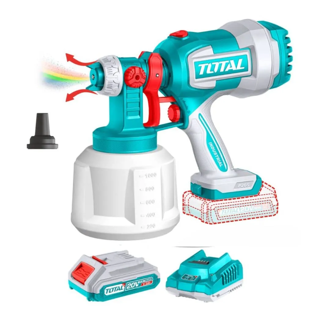 PISTOLA PARA PINTAR 20V 800ML/MIN 120DIN-S+1 BATERIA 2.0AH+CARGADOR-TSGLI20042-TOTAL