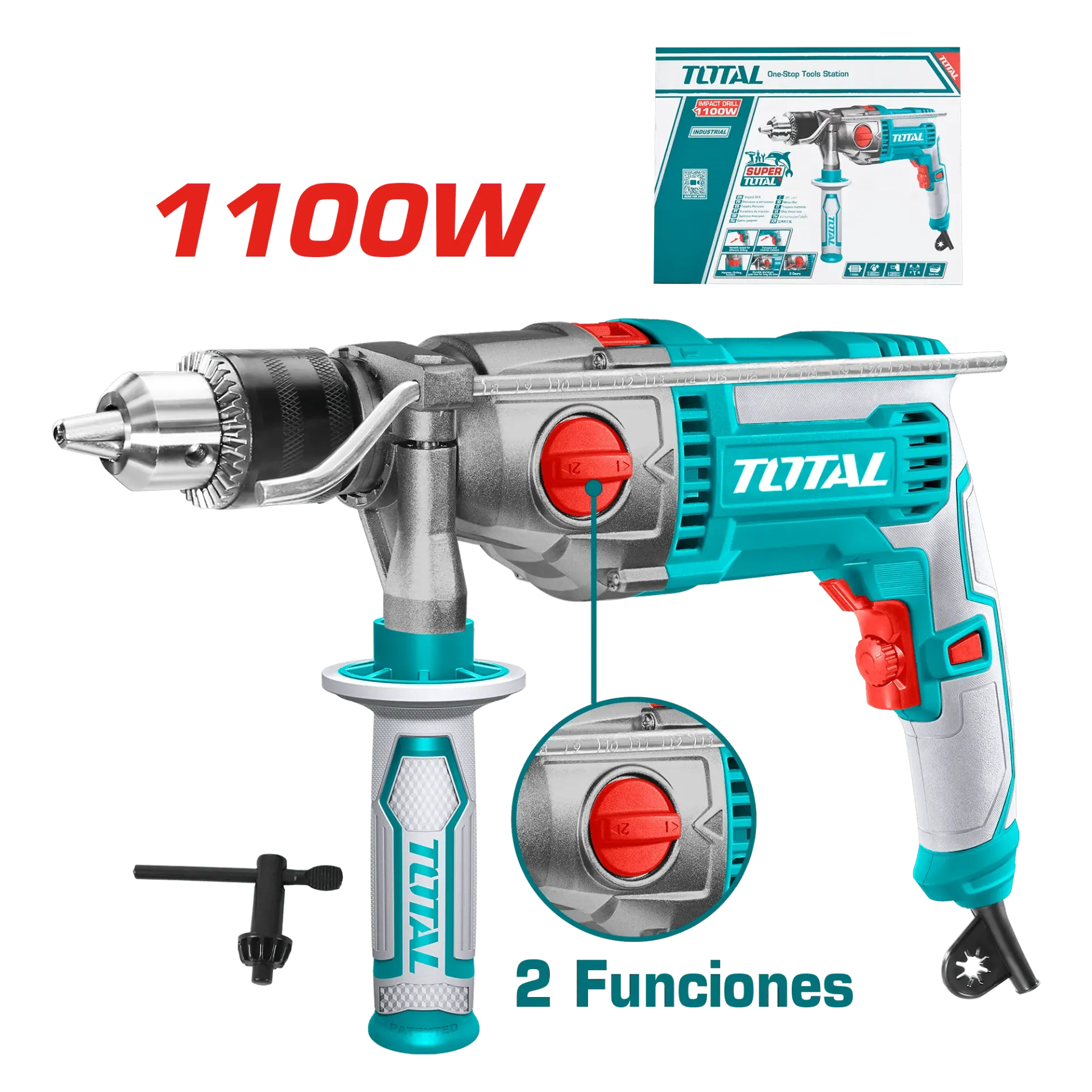 [TG211166] TALADRO PERCUTOR 1100W 16MM 0-3000RPM VARIABLE 2 GEAR INDUSTRIAL-TG211166-TOTAL