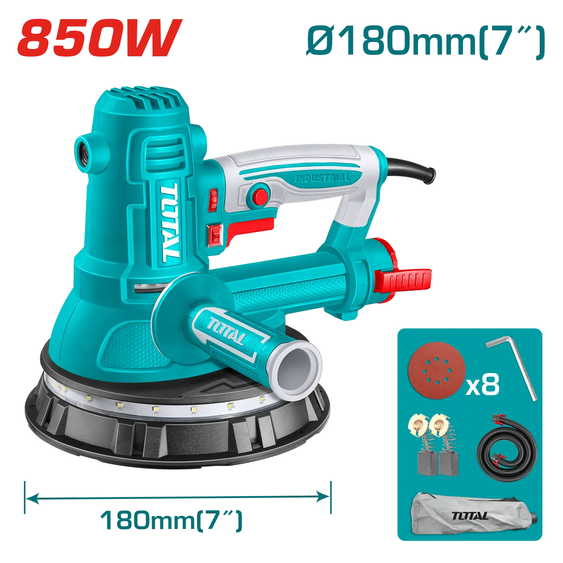 LIJADORA PARA PARED 7" 850W 180MM 1000-2700RPM-TDWS10508-TOTAL