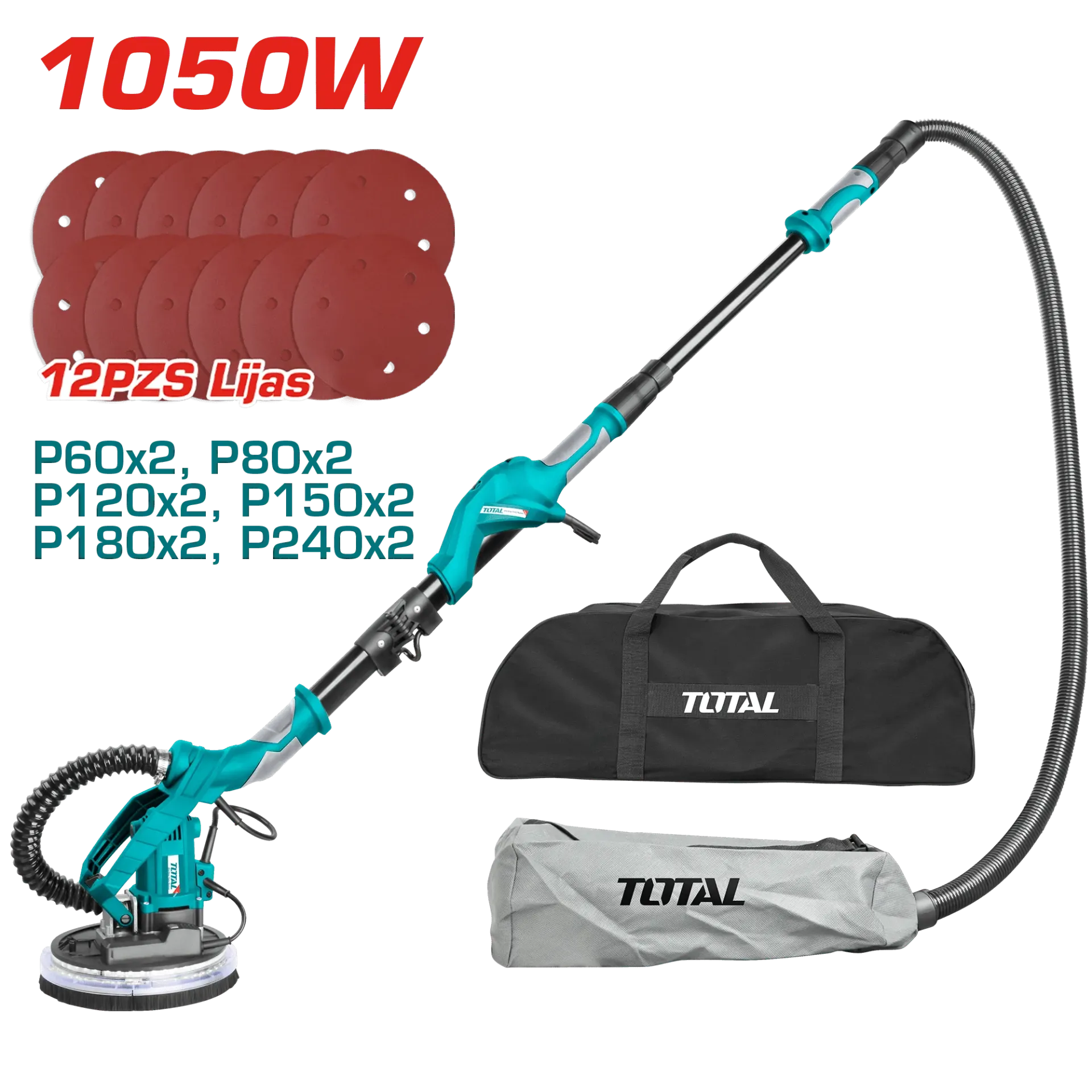 [TWS10501] LIJADORA DE PARED 1050W 600-2600RPM PAD 215MM LED INDUSTRIAL-TWS10501-TOTAL