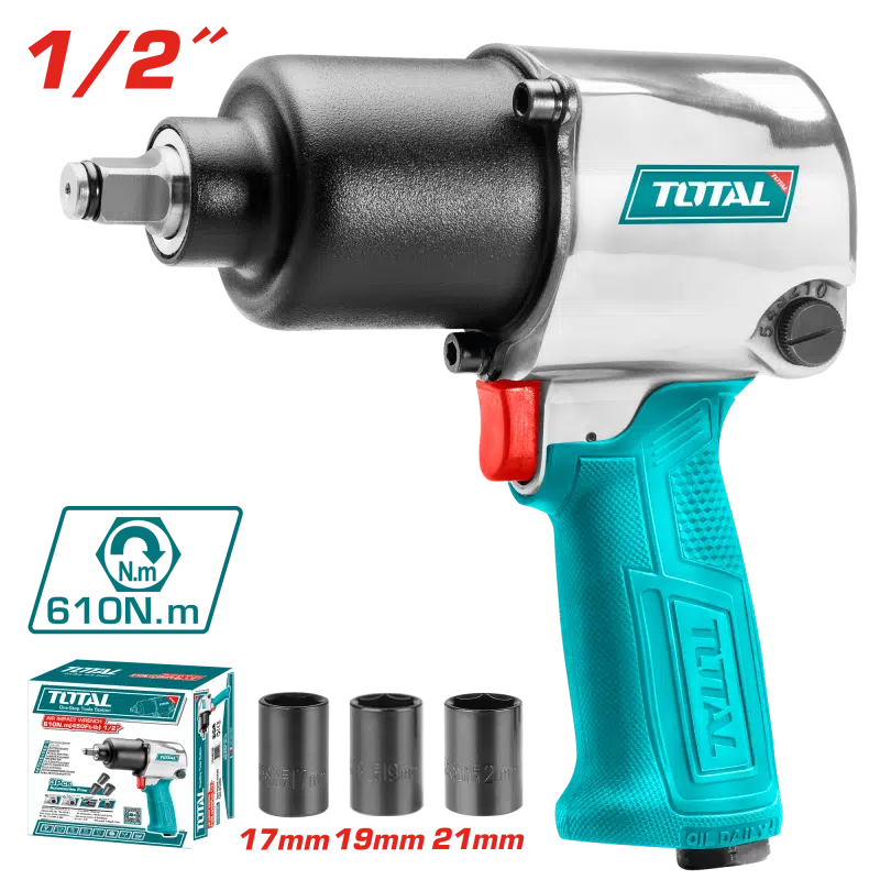 [TAT40122] LLAVE IMPACTO NEUMATICA 1/2" 610NM 7000RPM 90PSI+3 DADOS-TAT40122-TOTAL
