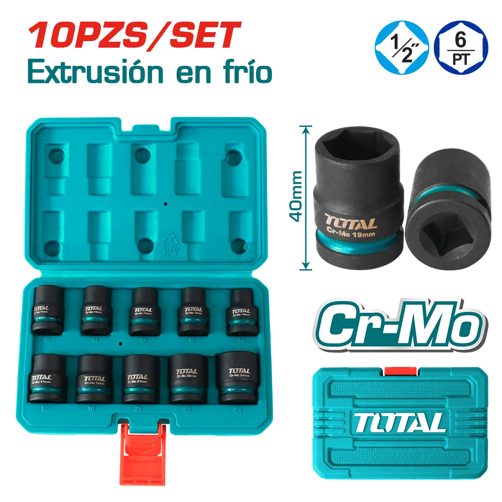 JUEGO 10 PCS DADOS DE IMPACTO 1/2"-THISTD12101-TOTAL