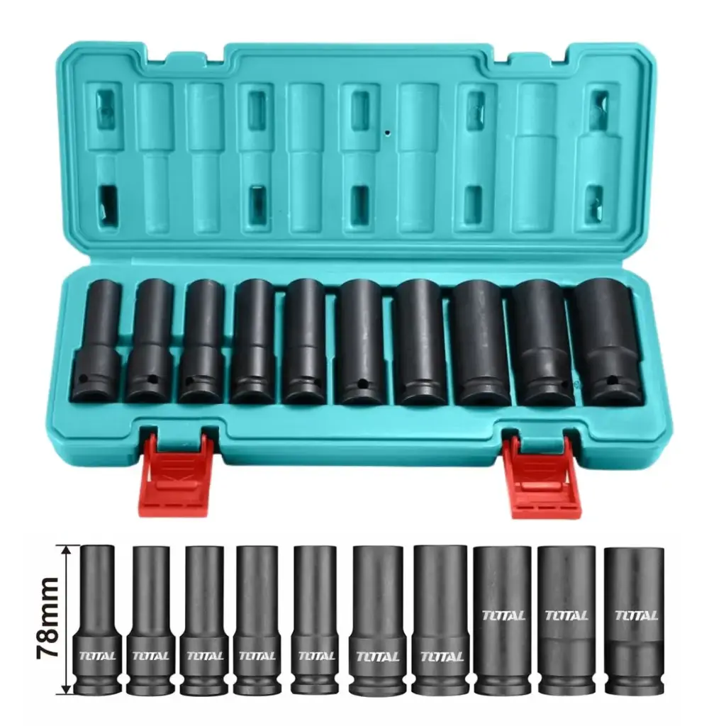 [THISTD12101] SET DADOS IMPACTO 1/2 PULG 10PCS 10-24MM CR-MO MALETIN INDUSTRIAL TOTAL THISTD12101