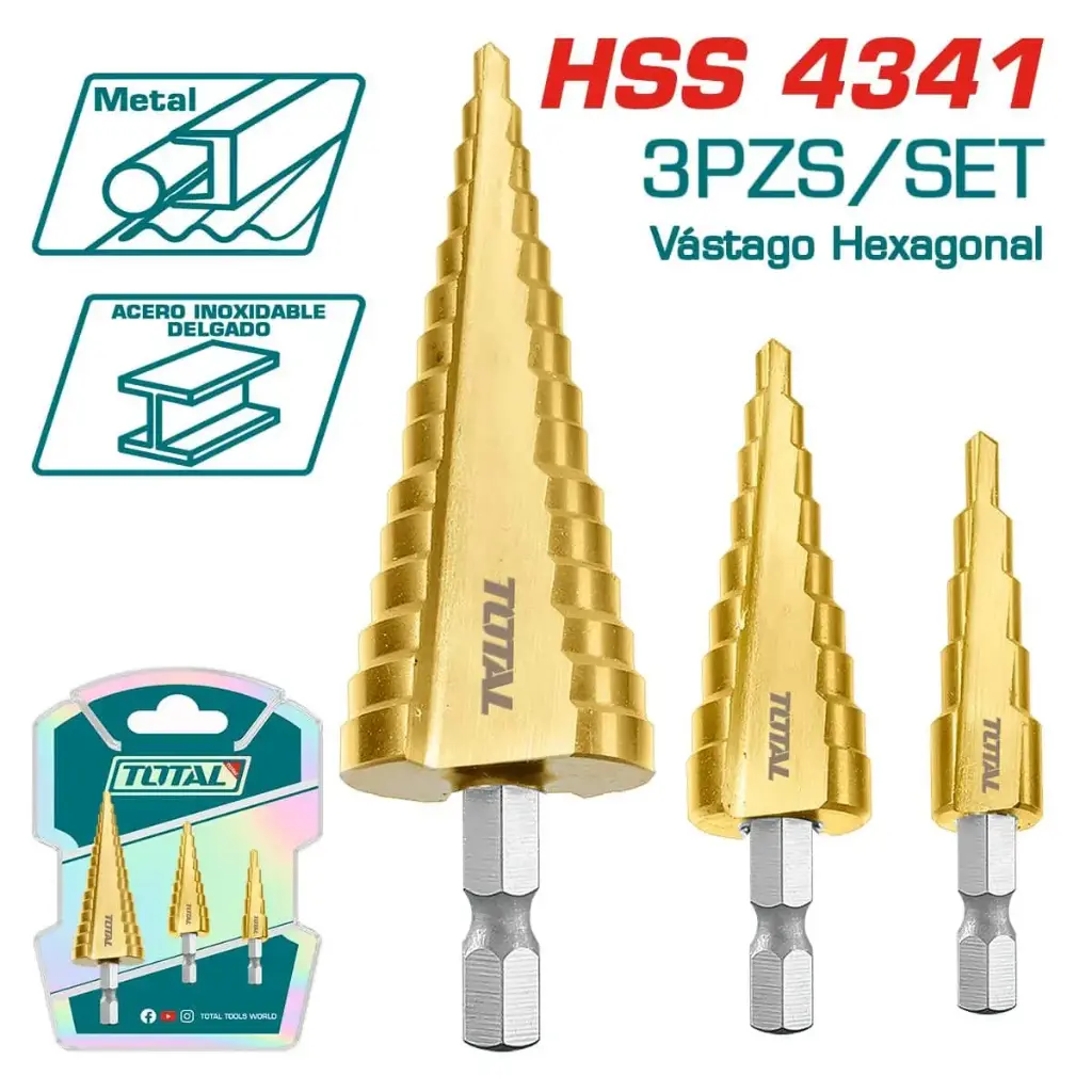 JGO X 3 PCS BROCA ESCALONADA CON ENTRADA HEXAGONAL