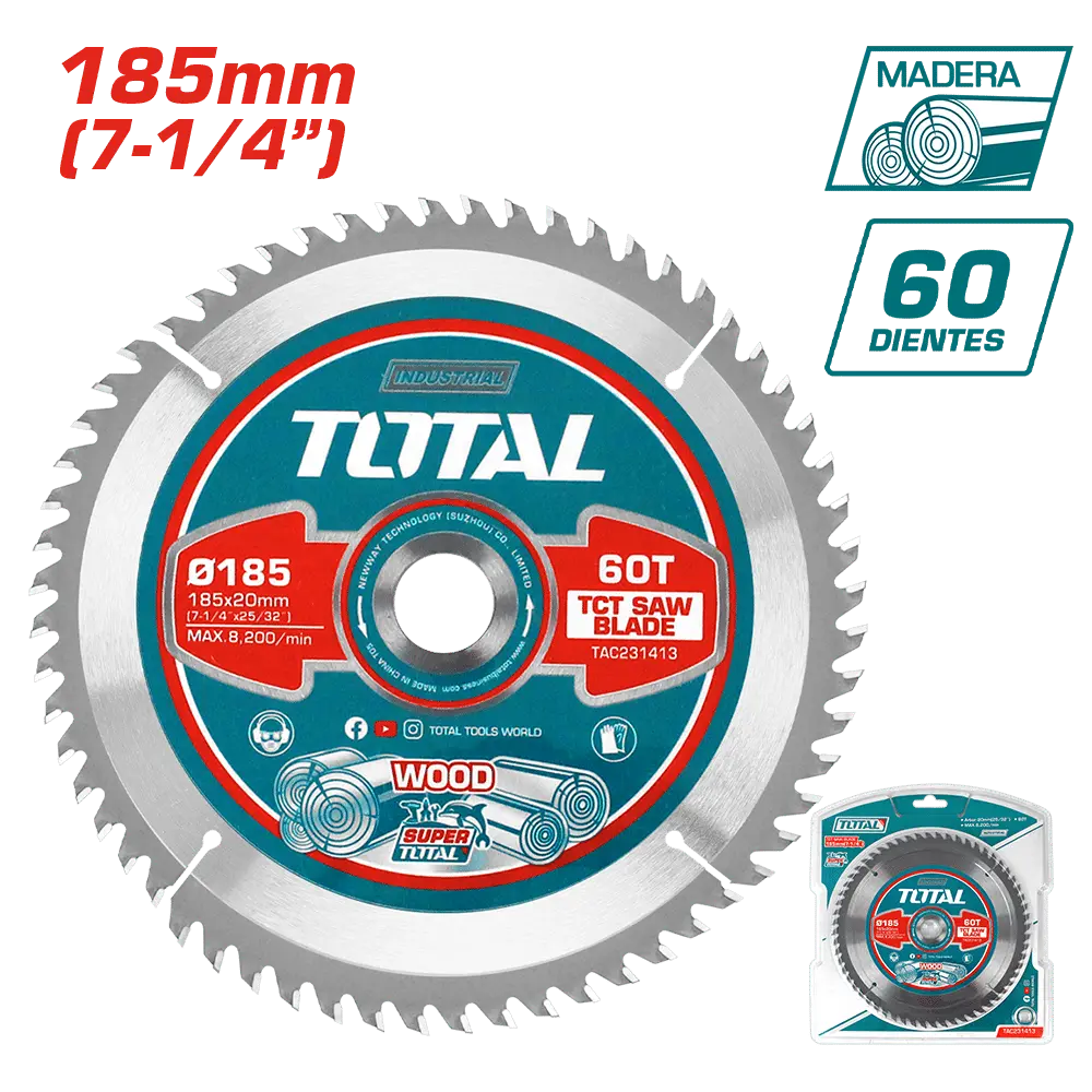 [TAC231413] DISCO DENTADO PARA MADERA (7-1/4”) 185MM 60T INDUSTRIAL-TAC231413-TOTAL