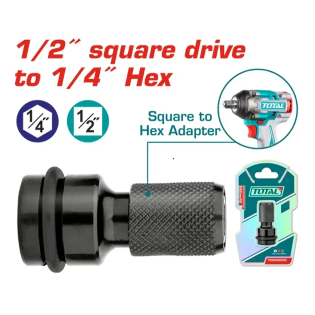 ADAPTADOR ENTRADA DE 1/2" A HEXAGONAL 1/4"-TAC60501-TOTAL
