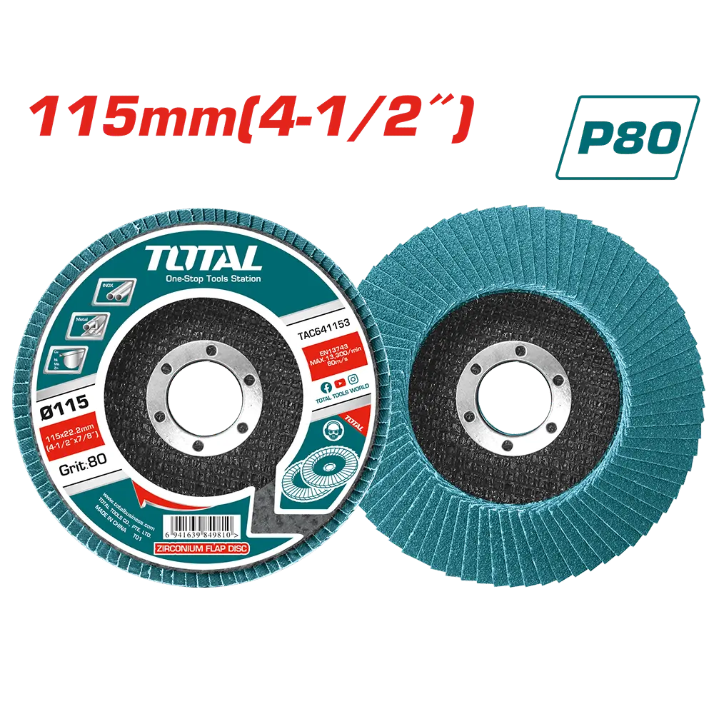 [TAC641153] DISCO FLAP 4-1/2" 115MM
 P80 ZIRCONIUM P/ METAL