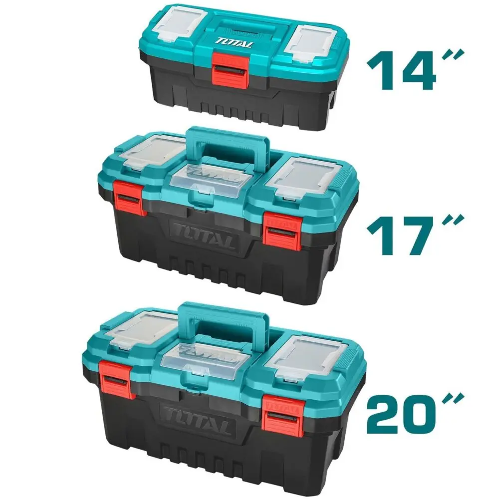 SET X 3PCS MALETA PORTA HERRAMIENTAS 14", 17" Y 20" CON SEGURO DE PLÁSTICO-TPBXK0031-TOTAL