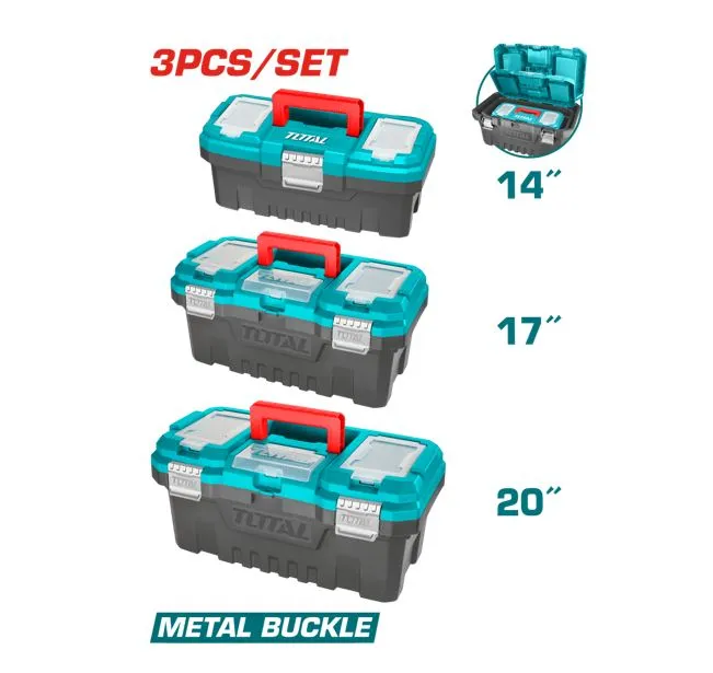[TPBXK0032] SETX3PCS CAJA DE HERRAMIENTAS (14", 17" Y 20") CON SEGURO DE METÁLICO-TPBXK0032-TOTAL