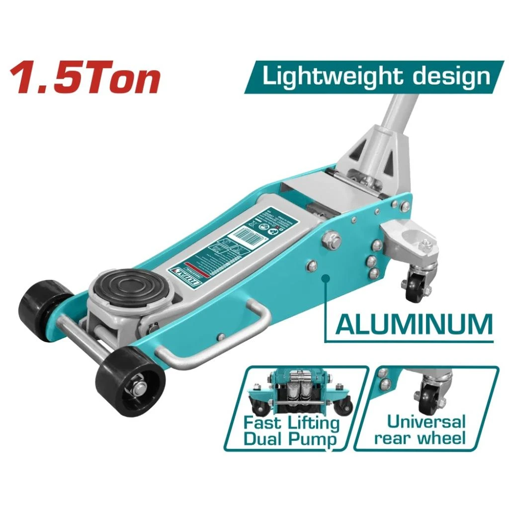 GATA LAGARTO DE ALUMINIO 1.5TON 90-358MM, DOBLE TAMBOR-THT108015-TOTAL