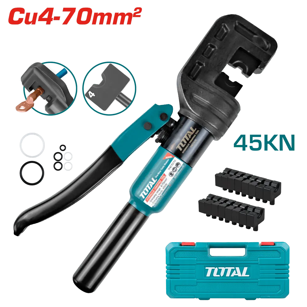 [THCT070] CRIMPADORA HIDRAULICA CU 4-70MM2 FUERZA 45KN HEXAGONAL+MALETIN-THCT070-TOTAL