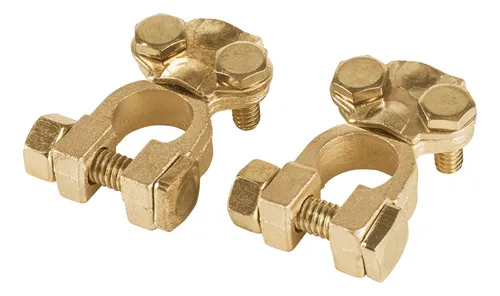 [23042] JUEGO DE BORNES PARA BATERIA POSTE SUPERIOR ,LATON 2UN PRETUL