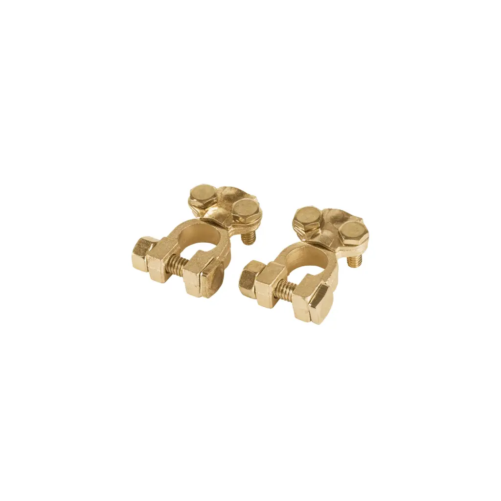 [23042] JUEGO DE BORNES PARA BATERIA POSTE SUPERIOR ,LATON 2UN PRETUL