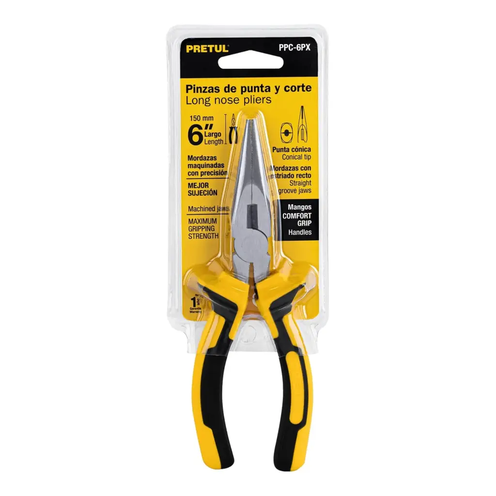 [22670] ALICATES DE PUNTA Y CORTE,CONFORT GRIP 6"(15CM)PRETUL