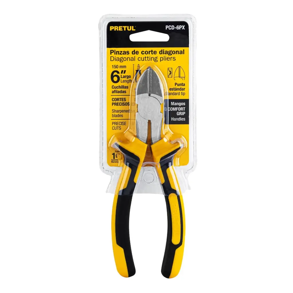[22675] ALICATES DE CORTE DIAGONAL,CONFORT GRIP 6"(15CM)PRETUL