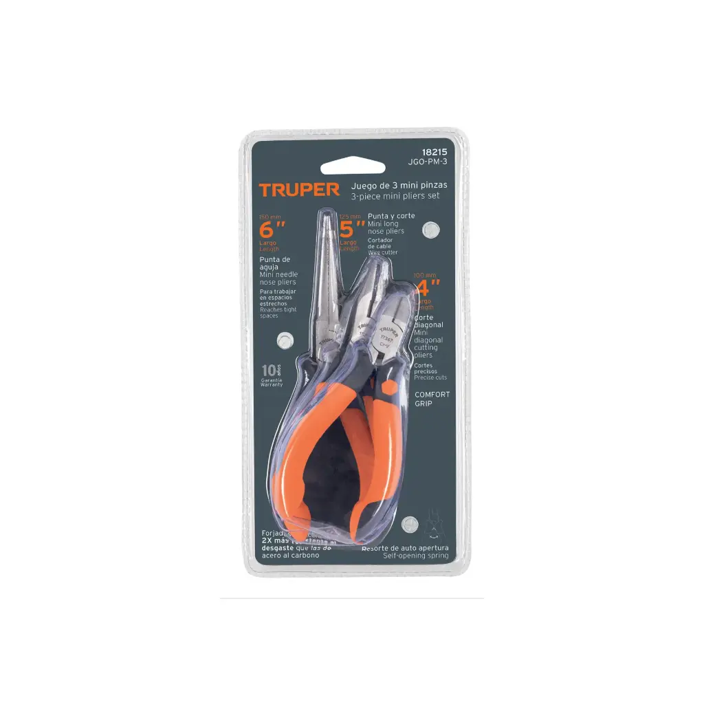 JUEGO DE 3 MINI ALICATES, CONFORT GRIP TRUPER