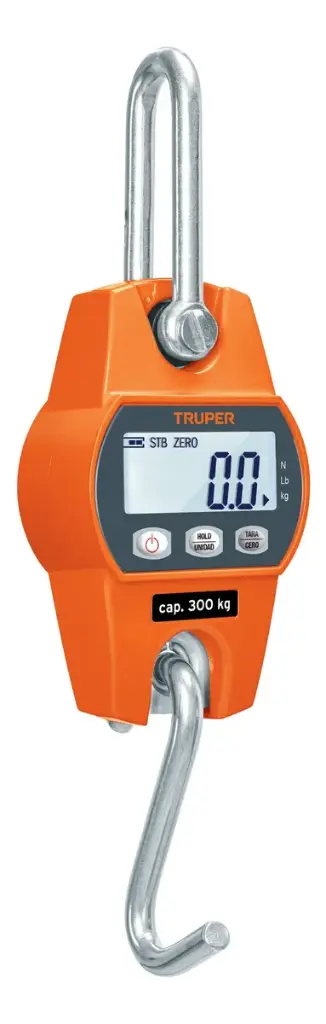 [100788] BÁSCULA ELECTRÓNICA COLGANTE, DE PILAS, 300 KG, TRUPER