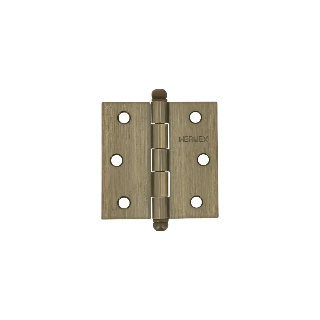 [43245] BISAGRA CUADRADA 2-1/2", LATÓN ANTIGUO, CABEZA REDONDA