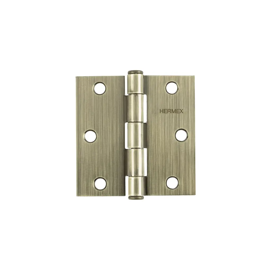 BISAGRA CUADRADA 3-1/2", LATÓN ANTIGUO, CABEZA PLANA, HERMEX