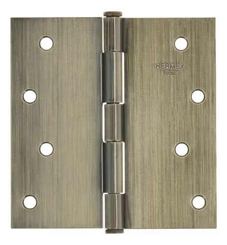 [43253] BISAGRA CUADRADA 4", LATÓN ANTIGUO, CABEZA PLANA, HERMEX