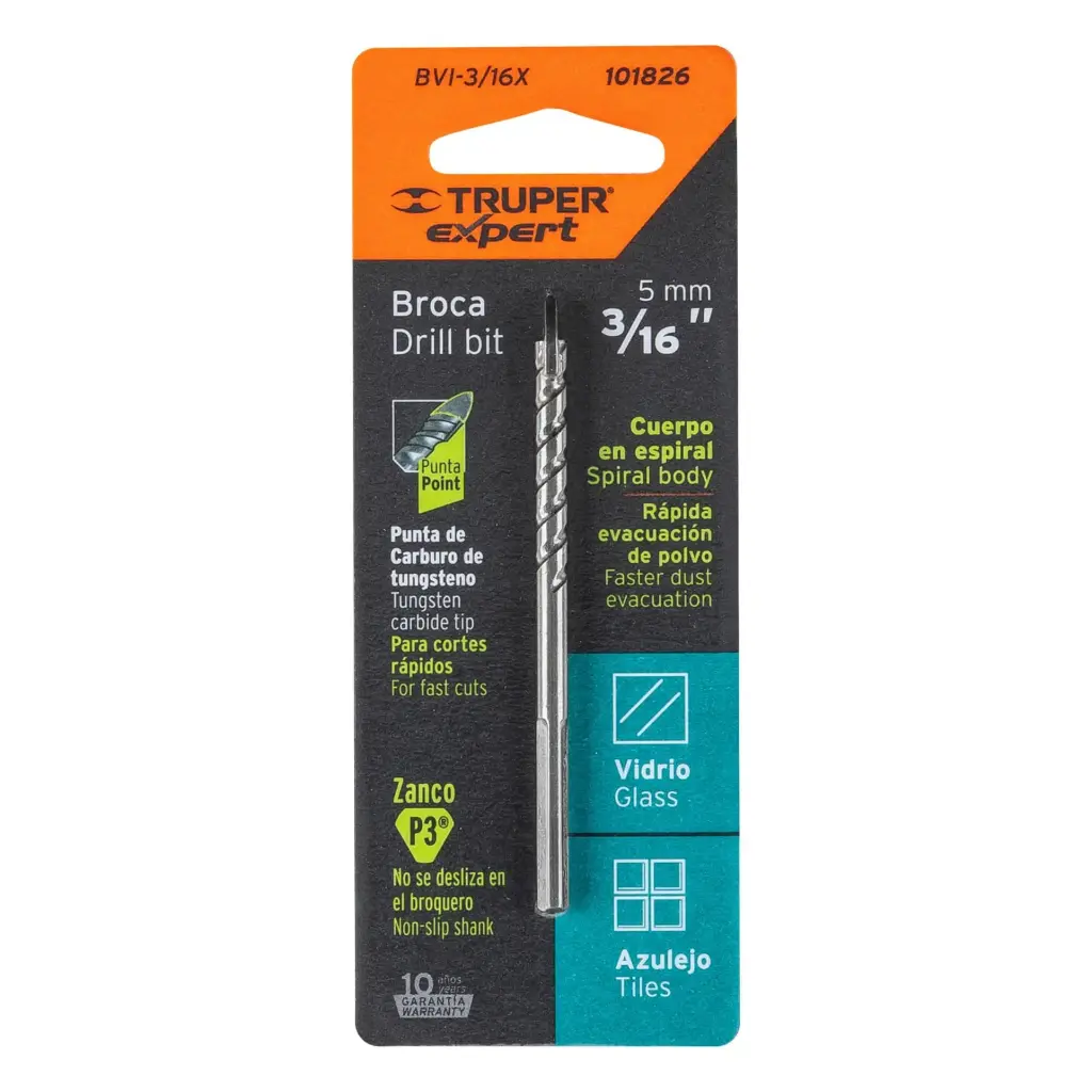 BROCA PARA VIDRIO Y MAYOLICA 3/16" TRUPER EXPERT
