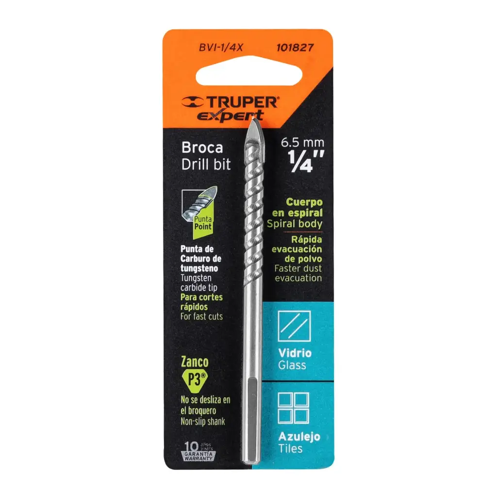 BROCA PARA VIDRIO Y MAYOLICA 1/4" TRUPER EXPERT