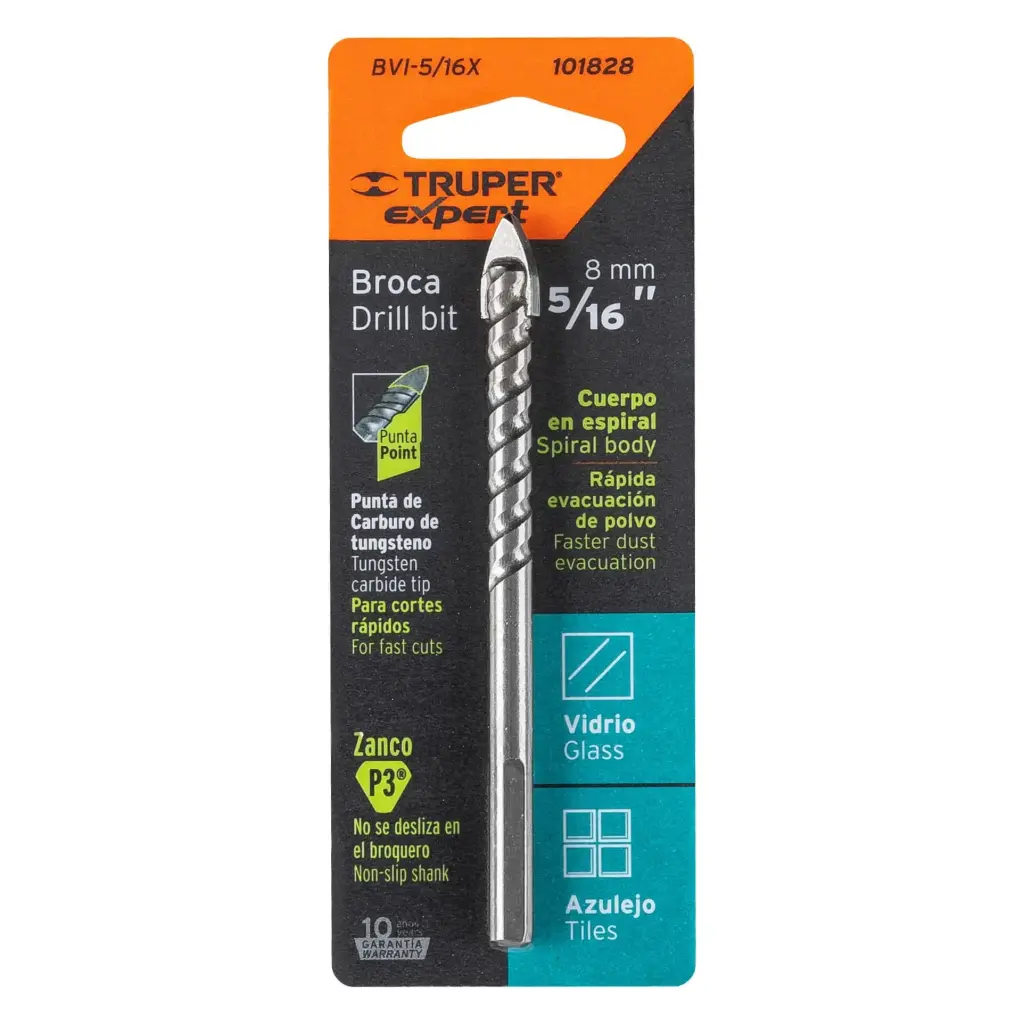 BROCA PARA VIDRIO Y MAYOLICA 5/16"-101828-TRUPER