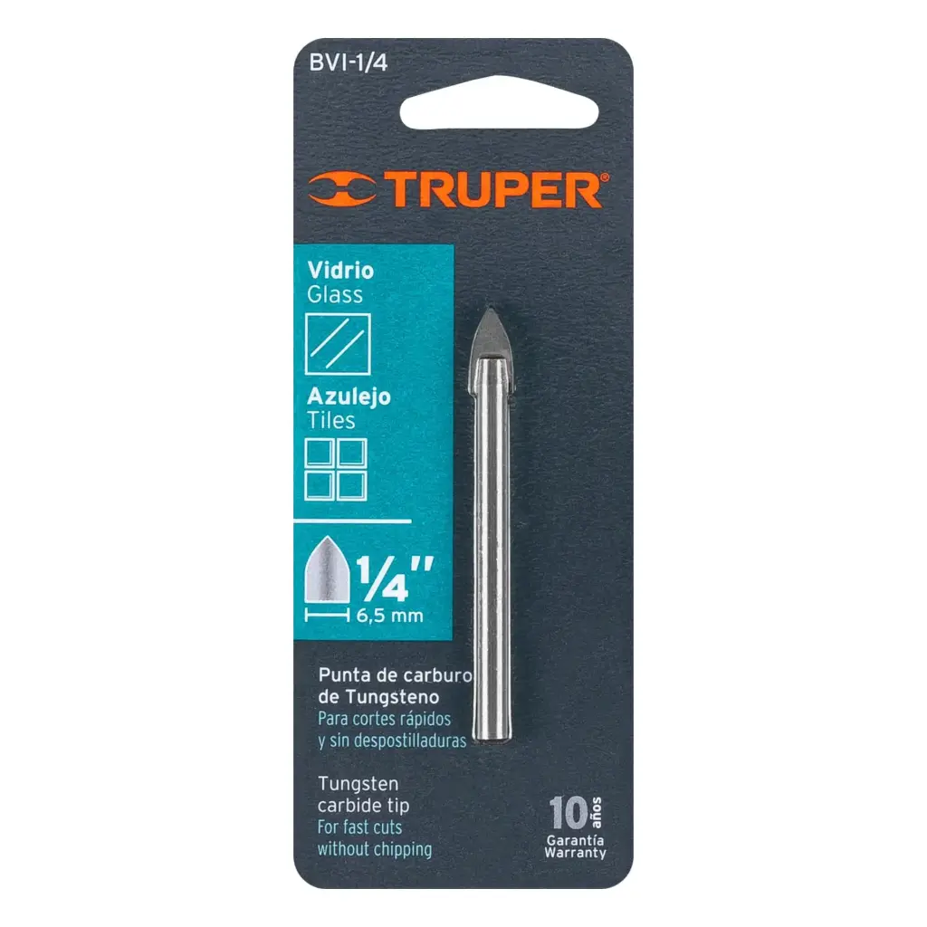 BROCA PARA VIDRIO Y MAYOLICA 1/4" TRUPER