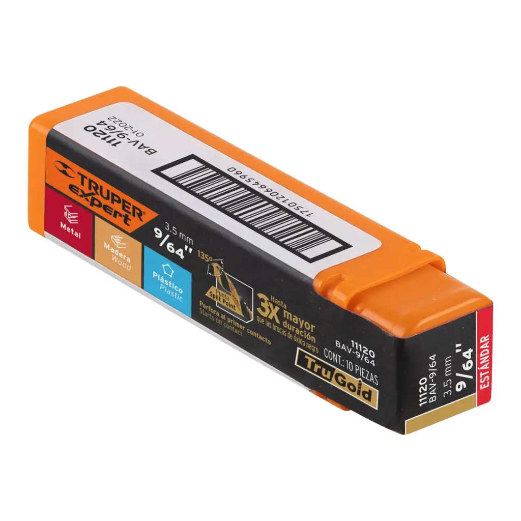 BROCA PARA METAL 9/64" LARGO 3", TRUPER