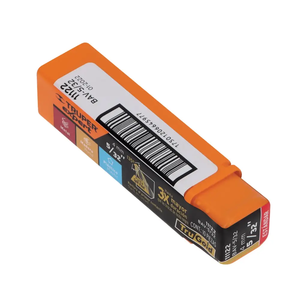 [11122] BROCA PARA METAL 5/32" LARGO 3", TRUPER