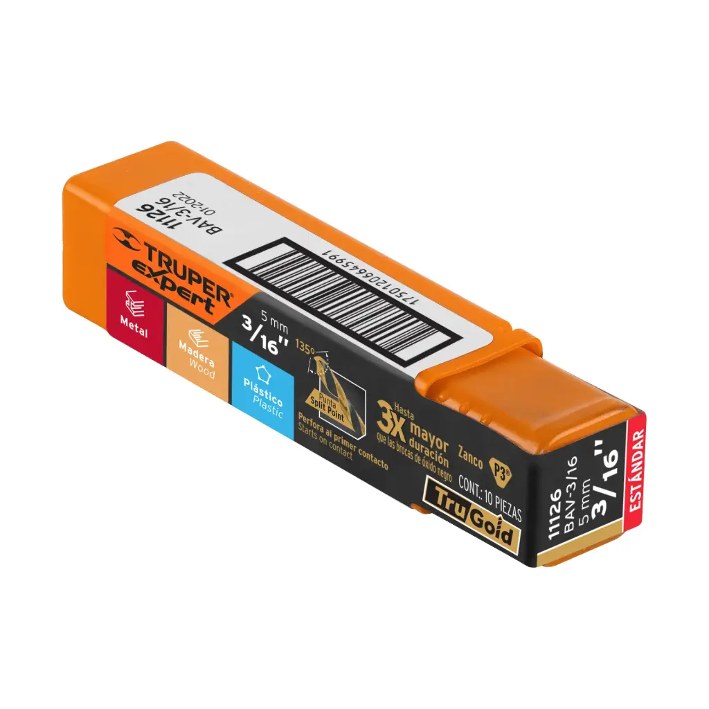 [11126] BROCA PARA METAL 3/16" LARGO 4", TRUPER