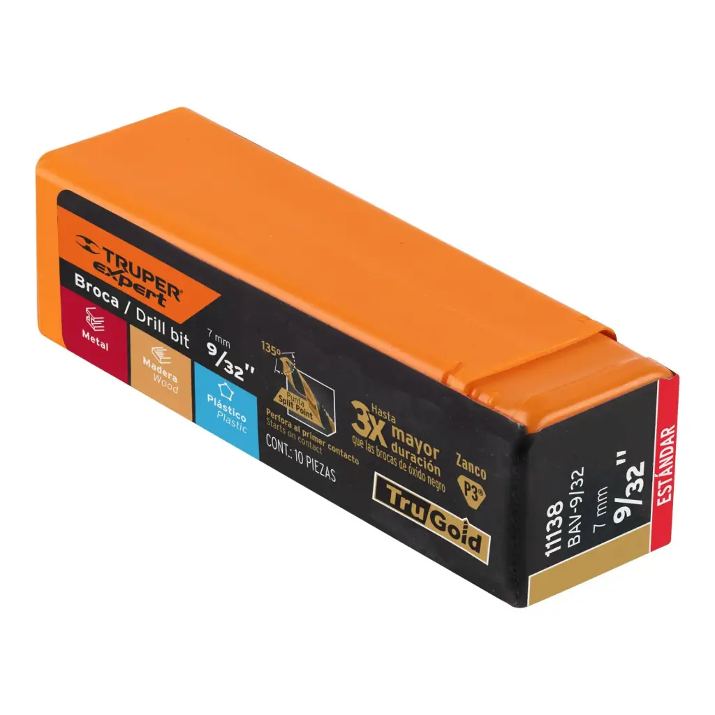 BROCA PARA METAL 9/32" LARGO 4", TRUPER