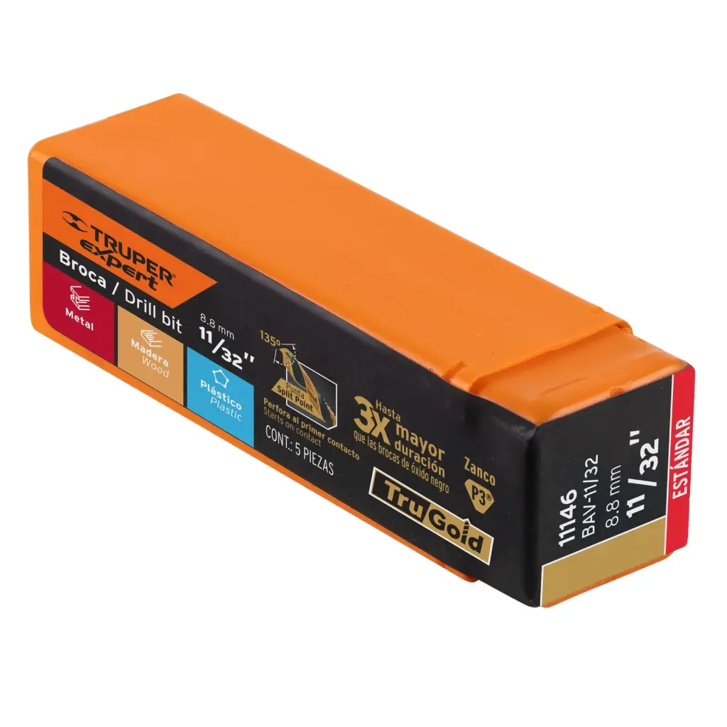 BROCA PARA METAL 11/32" LARGO 5", TRUPER