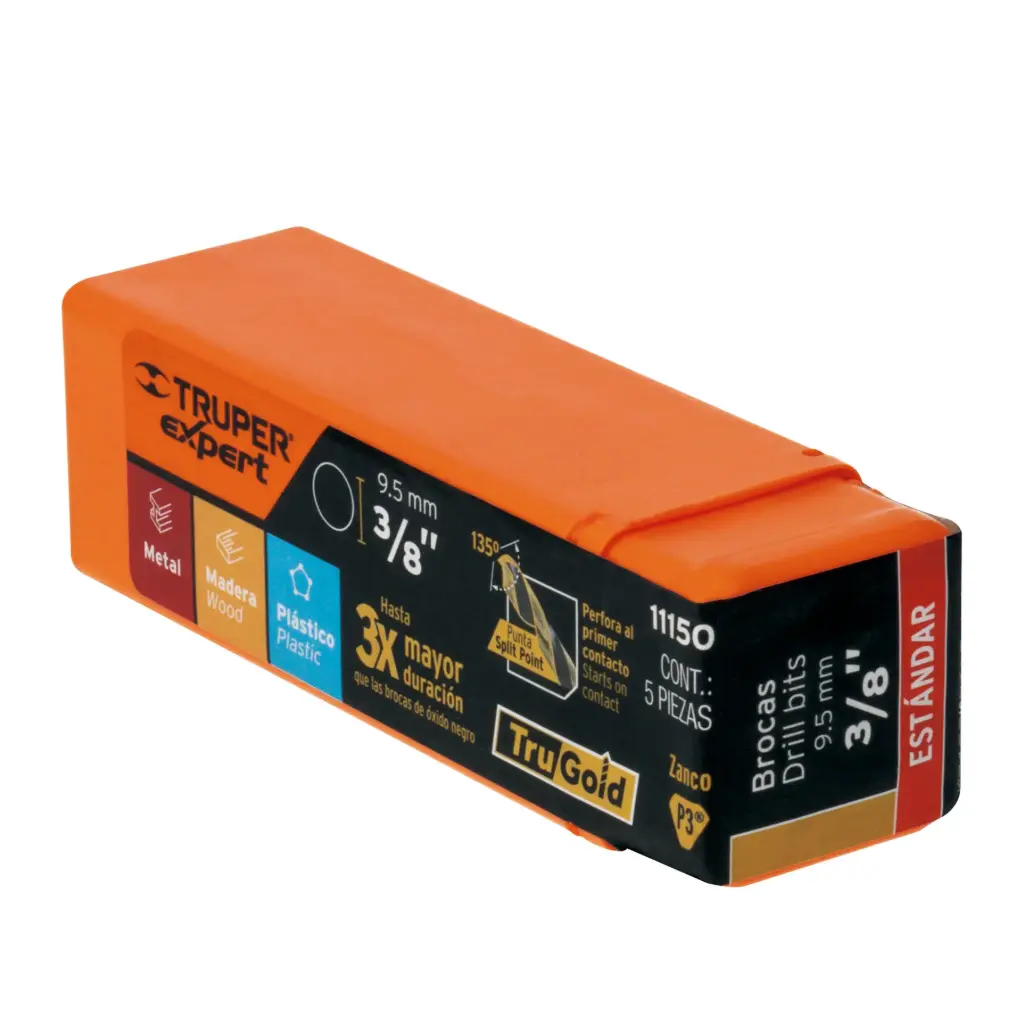 BROCA PARA METAL 3/8" LARGO 5", TRUPER