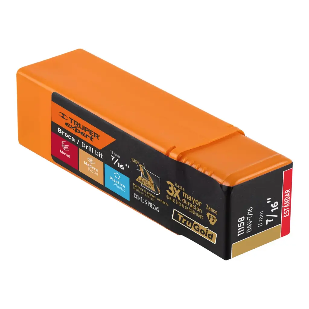 BROCA PARA METAL 7/16" LARGO 6", TRUPER