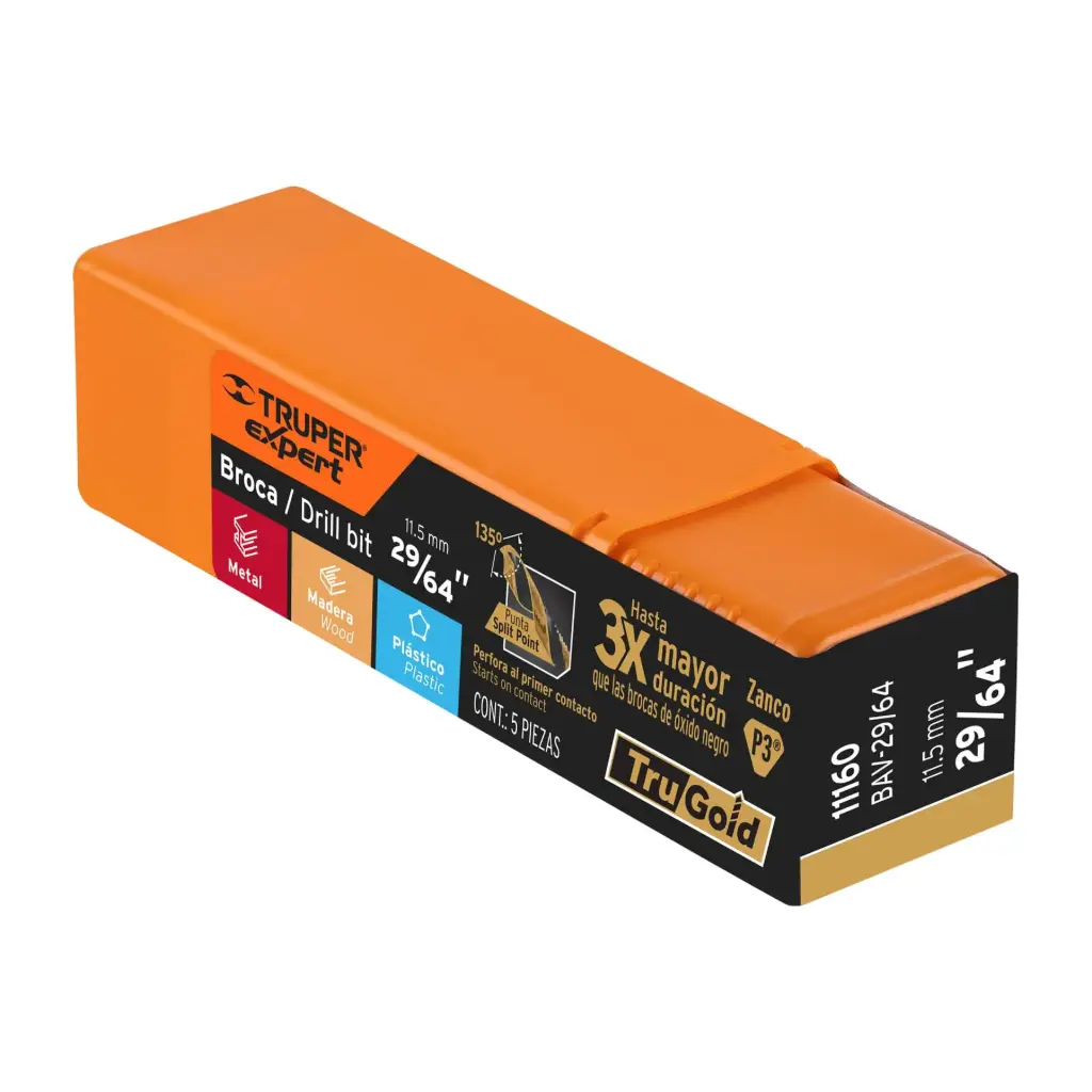 BROCA PARA METAL 29/64" LARGO 6", TRUPER