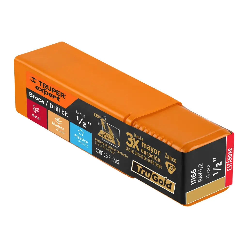 BROCA PARA METAL 1/2" LARGO 6", TRUPER