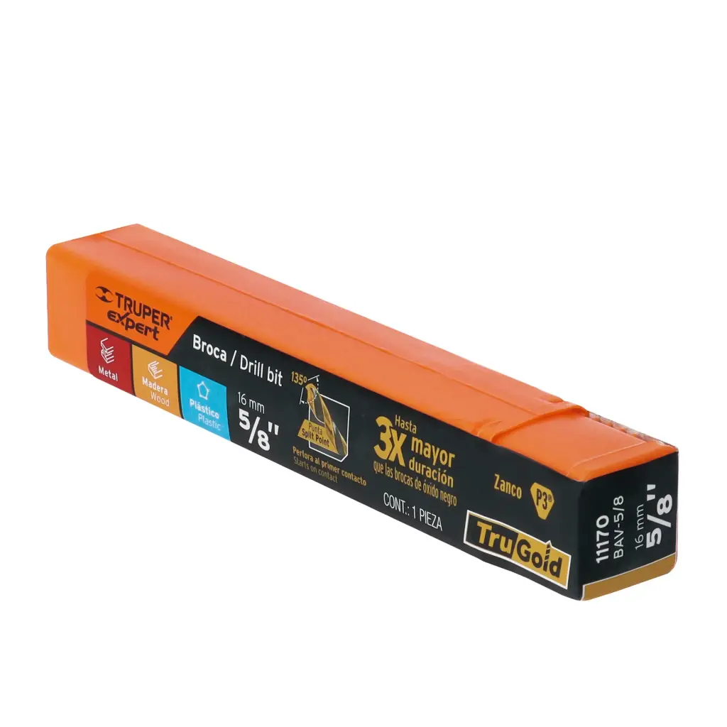 BROCA PARA METAL 5/8" LARGO 7", TRUPER